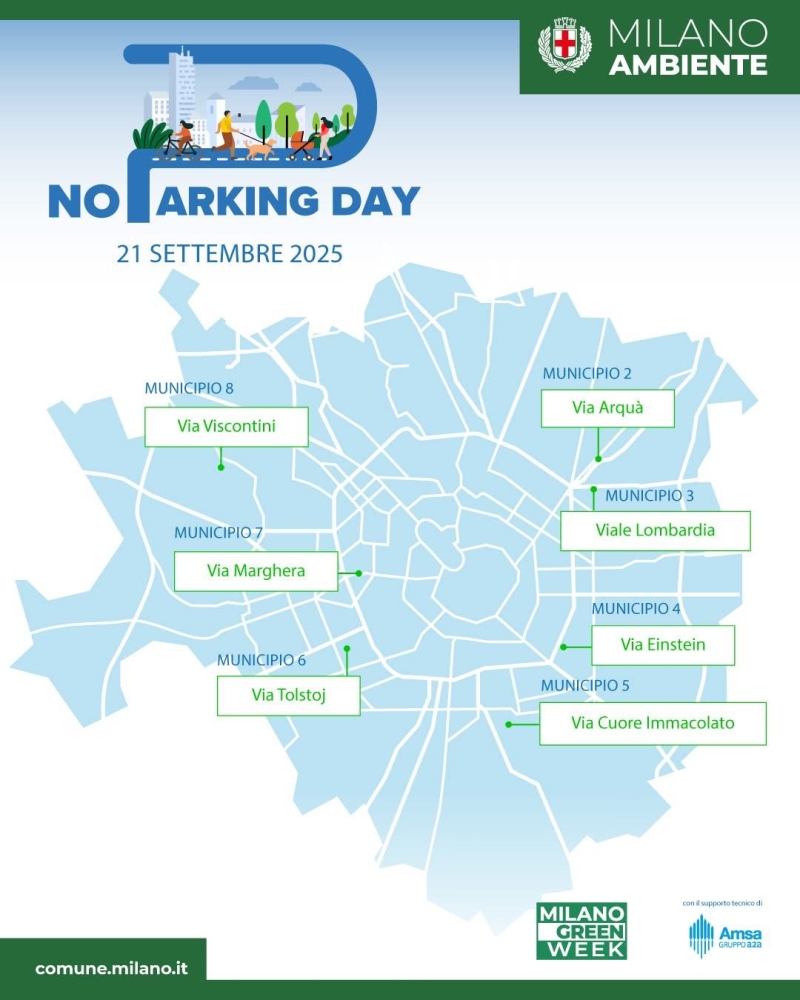 No Parking Day: Milano chiude sette vie per la Milano Green Week